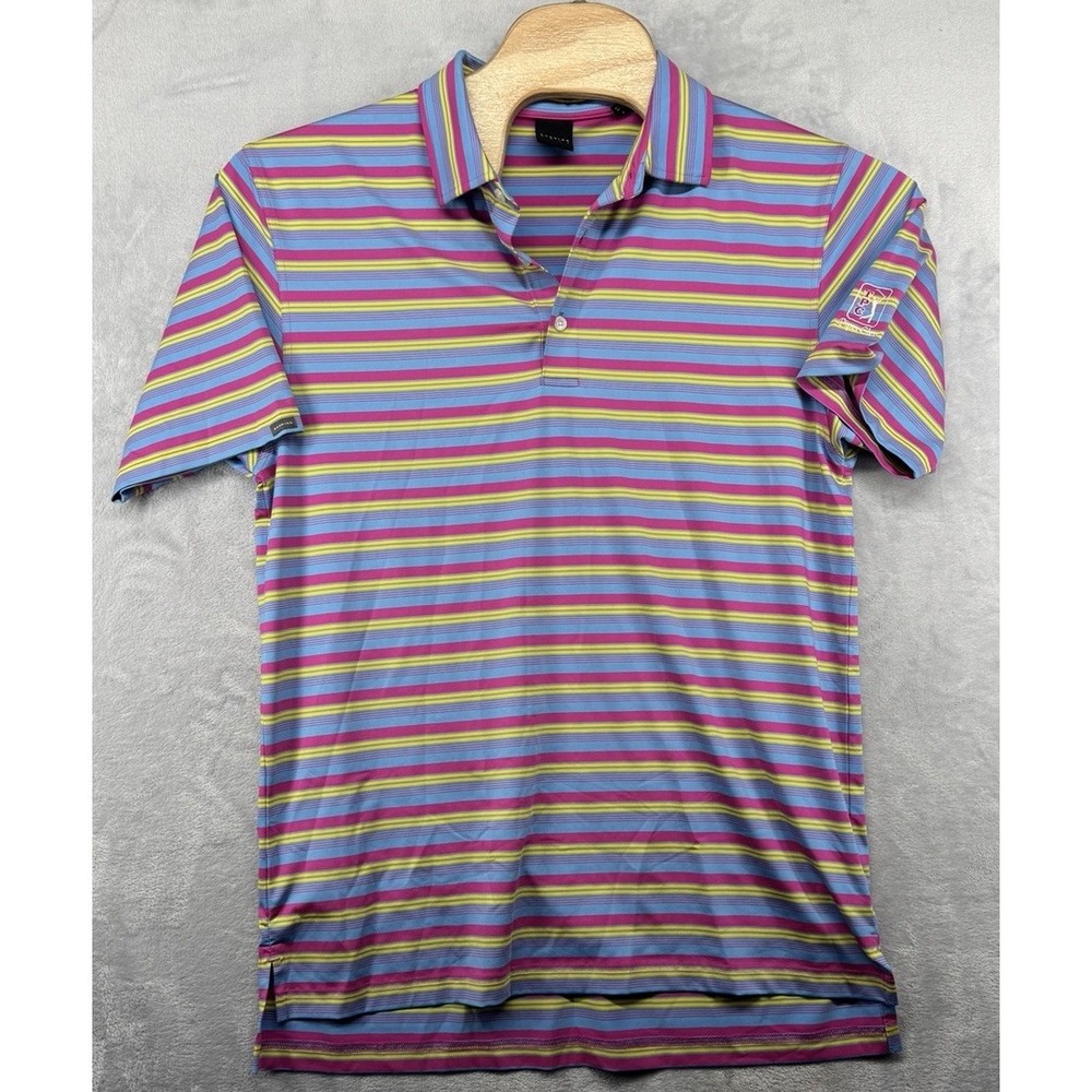 Dunning Golf Polo Shirt‎ Multicolor Performance Striped TPC Piper Men's Size L